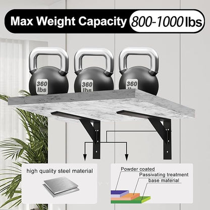 Countertop Support Bracket 14 Inch Heavy Duty Shelf Bracket 2 Pack 3/8" Thick White 14"x10"x2.5" for Granite Quartz Wood Laminate Countertops