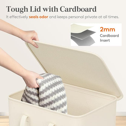Lifewit 105L Large Big Laundry Hamper, Laundry Basket with Lid, Dirty Collapsible Clothes Storage with Easy Carry Extended Handles, Tall Hampers for Bedroom Laundry Room, White, 1 Pack