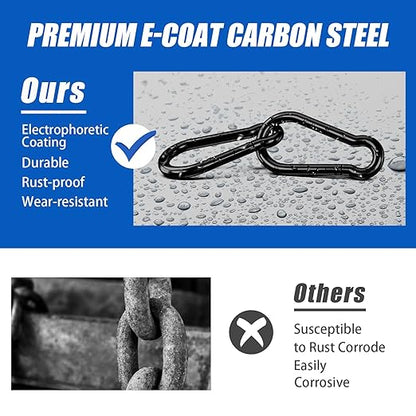Large Carabiner Clip Hook, 7 inch 2 pcs Black Heavy Duty Spring Snap Hook Key Chain, Carabiners Clips for Outdoor Camping, Swing Set, Hammock, Hiking Travel, Fishing, Quick Link Keychain