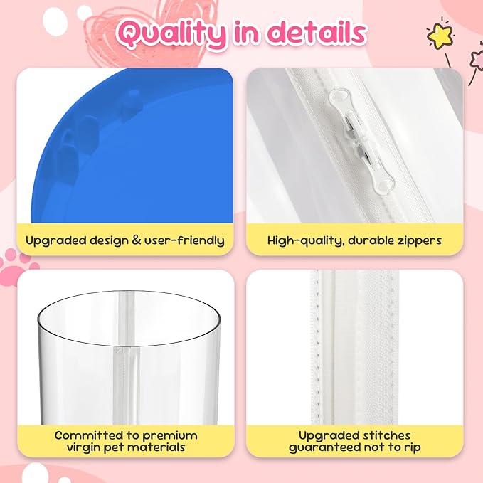 Upgraded Plastic Tube, PET Transparent Bucket, 42”10"" Tall with Double Zipper Navy Blue