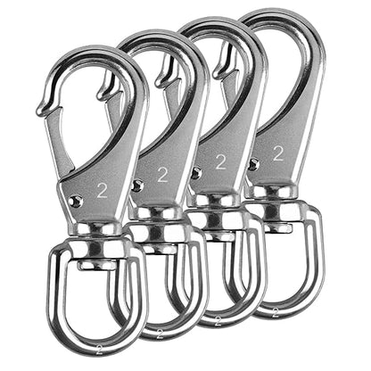 KINLINK 304 Stainless Steel Swivel Snap Hooks, 4 Pack 4 Inch Flag Pole Clips, Heavy Duty Large Spring Snap Hooks for Boat Anchor Ropes and Cables