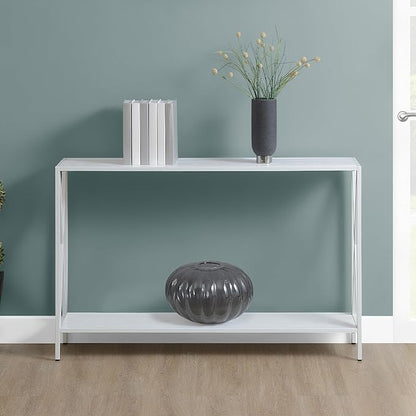 Convenience Concepts Tucson Console Table 47.25" - Modern Sofa Table with Storage Shelf, Entryway Hall Table for Living Room, White/White