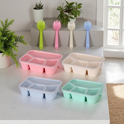 Bento Box Adult Lunch Box 4 Pack Lunch Containers 4-Compartment Reusable Food Storage Snack Containers Dishwasher Safe Stackable for Work & Travel