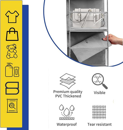 6-Tier Over The Door Hanging Organizer - Multi-Purpose Closet Storage Shelf for Bathroom, Bedroom, Nursery, Pantry(Grey)