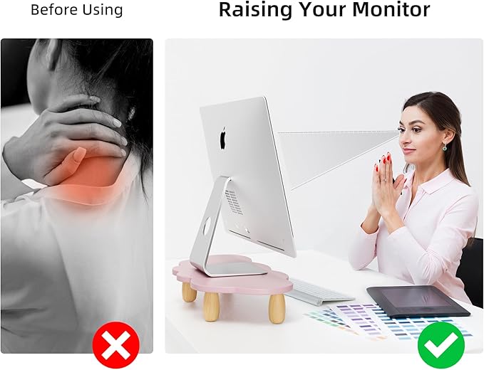 Monitor Stand Riser,Cloud Shape Wood Computer Monitor Stand, 16.5IN Monitor Stand Riser, Multi-Purpose Desktop Organizer Riser for Computer,Laptop,Printer,TV,Purple