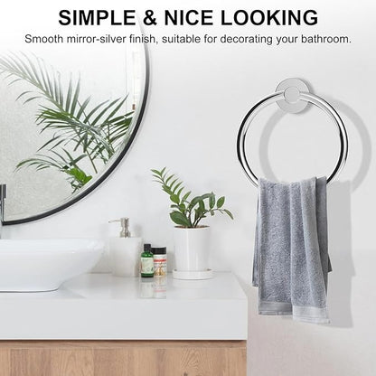 SetSail Towel Holder for Bathroom Wall 2 Packs Towel Ring Stainless Steel Heavy Duty Hand Towel Hanger for Bathroom, Mirror Silver