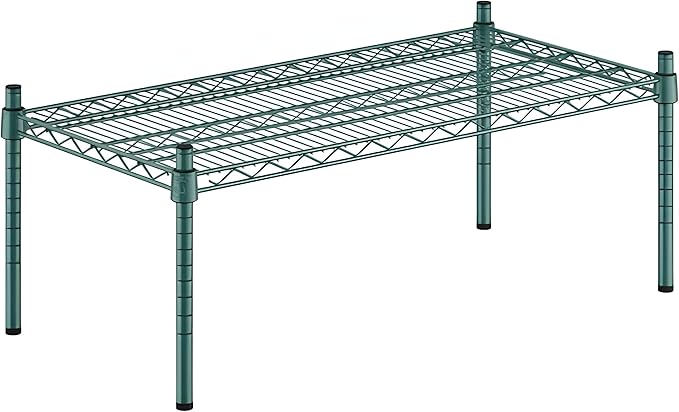 18" x 36" x 14" Green Epoxy Wire Storage Shelf, Dunnage Rack, Commercial 1 Tier Small Shelf