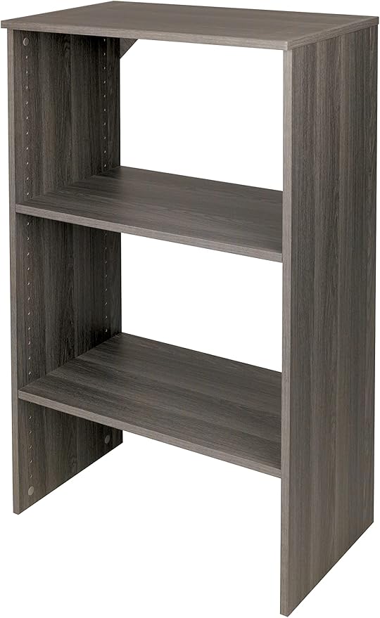 ClosetMaid SuiteSymphony Wood Shelf Unit, 2 Shelves, Adjustable, for Storage, Closet, Clothes, Shoes, Décor, TV, Books, Graphite Grey