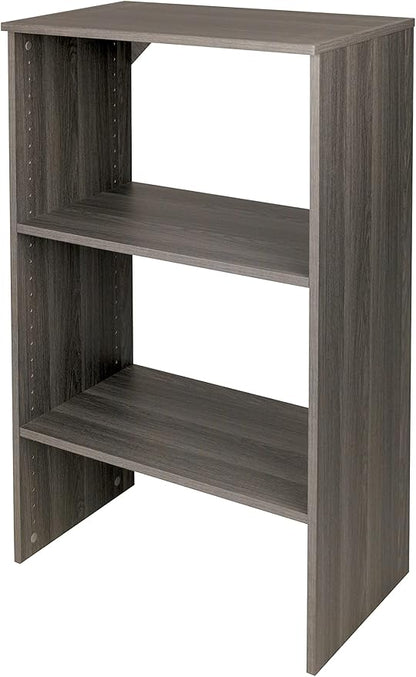 ClosetMaid SuiteSymphony Wood Shelf Unit, 2 Shelves, Adjustable, for Storage, Closet, Clothes, Shoes, Décor, TV, Books, Graphite Grey