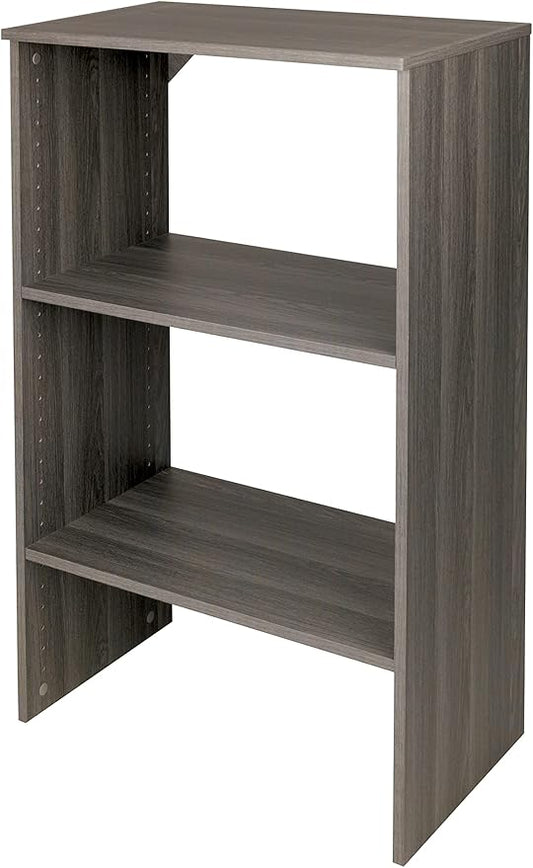 ClosetMaid SuiteSymphony Wood Shelf Unit, 2 Shelves, Adjustable, for Storage, Closet, Clothes, Shoes, Décor, TV, Books, Graphite Grey