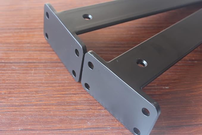 4 Pack - 11 inch Black Hidden L Shelf Bracket (1/5 Inch Thicked) Iron Floating Shelf Brackets Rustic Industrial Metal Brackets for Shelf Support