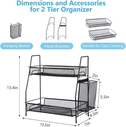 LEMIKKLE Countertop Organizer for Bathroom, Bedroom & Kitchen Counter Shelf with Small Basket