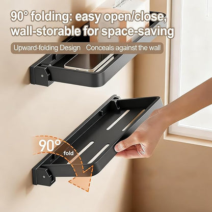 2 Pack Floating Shelves for Wall,Wall Folding Shelf Floating Shelves for Bathroom Hanging Shelves with Thickened Aluminum Alloy, Rust-Proof for Bathroom Kitchen (Grey)