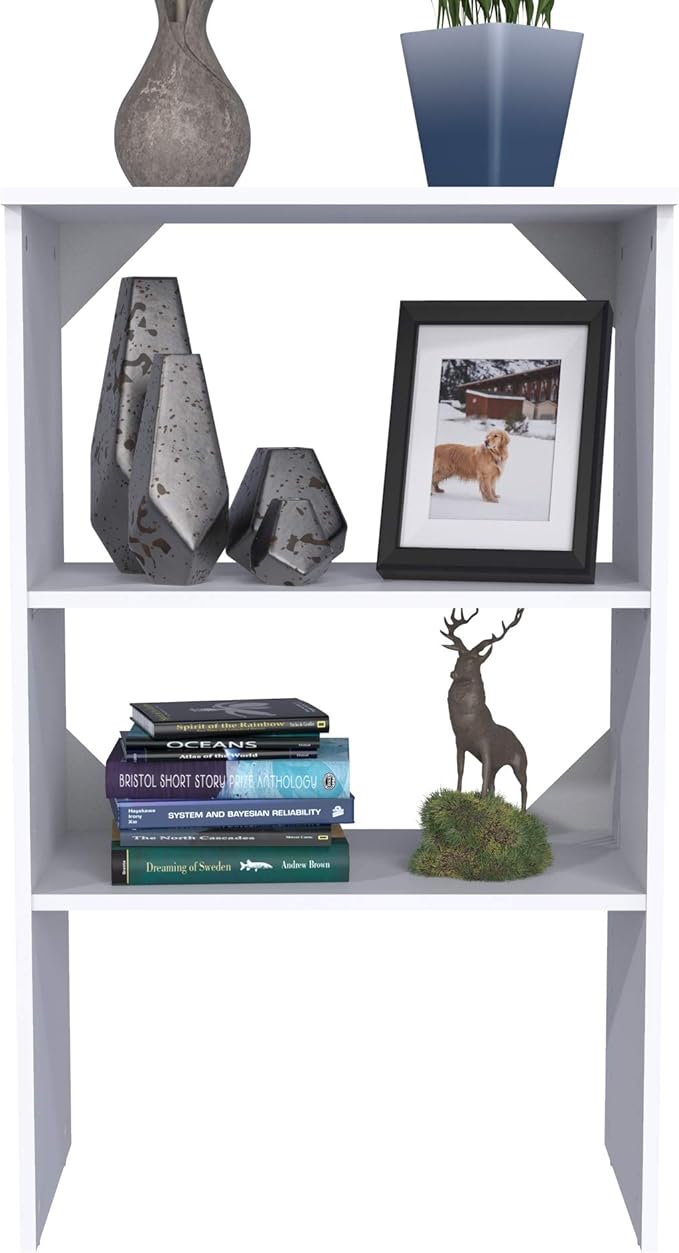 ClosetMaid SuiteSymphony Wood Shelf Unit, 2 Shelves, Adjustable, for Storage, Closet, Clothes, Shoes, Décor, TV, Books, Pure White