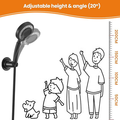 Strong Suction Cup Shower Head Holder - No Drill Handheld Shower Bracket for Seniors, Kids & Pets, Tool-Free Adjustable Height Bathing Aid for Tile/Glass, Rustproof ABS Construction