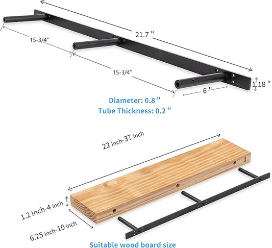 Floating Shelf Bracket ,Hidden Shelf Brackets (2 Pcs Additional Brackets 38 Inch -NO Kits), Matte Black