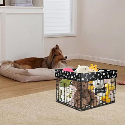 Large Dog Toy Basket Metal,Dog Toy Box,Dog Toy Bin for Living Room Area,Dog Toy Storage Basket,Dog Baskets for Toys,Puppy Toy Holder,Dogs Toy Container Organizer,Medium Pet Toy Food Storage