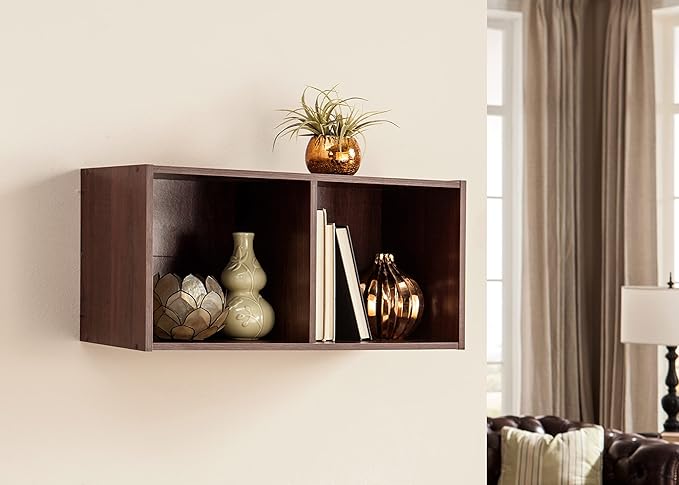 ClosetMaid Cubeicals 2-Cube Storage Shelf Organizer - Stackable or Wall-Mountable, Easy Assembly, Dark Cherry Finish
