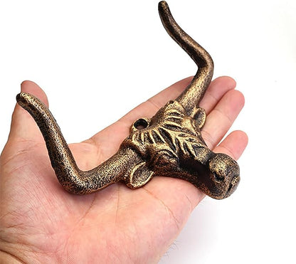 1 Pack Cast Iron Wall Hook,Animal Towel Hook,Key Hanger,Bull Head Wall Decor,Entryway Coat Hooks,Old Farmhouse Decor