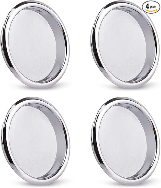 HOMOTEK 4 Pack Closet Door Finger Pull 2-1/16”, Easy Snap in Installation, Chrome Finish,Fits a 5/16”Depth x 2-1/16" Diameter Opening Hole