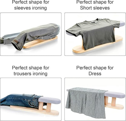 Upgraded Padded Longer Sleeve Ironing Board,Sleeves & Chest Tailor, Portable Sleeve Ironing Board with Wooden Base for Daily Ironing at Home, Laundry Rooms, Travel Use(57x13cm)
