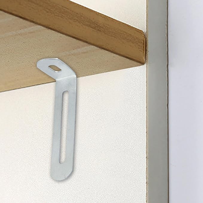 2.6"x1.3"x0.6"Adjustable Right Angle Brackets Metal L Bracket Heavy Duty 90 Degree Corner Fastener L-Shape Corner Brace Support Silver Shelf Bracket , 10Pcs