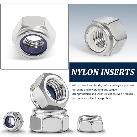 SAE & Metric Nylon Insert Lock Nuts Kit(348Pcs),6#32 8#32 10#24 10#32 1/4-20 5/16-18 3/8-16 1/2-13 M3 M4 M5 M6 M8 M10 M12 304 Stainless Steel Locknuts Sets