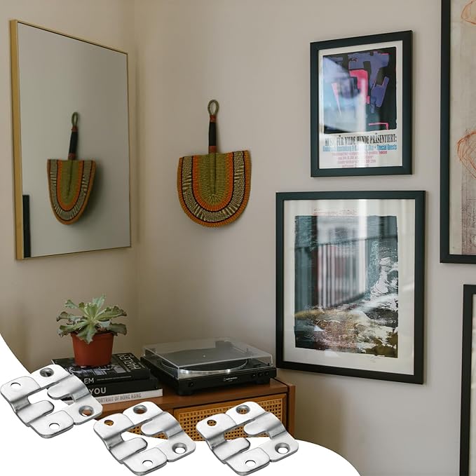 Flush Mount Bracket, Headboard Wall Mounting Brackets- Interlocking Hanging Bracket, Mounting Hardware for Picture Hanging and Sectional Couch Connectors (8 Pairs)