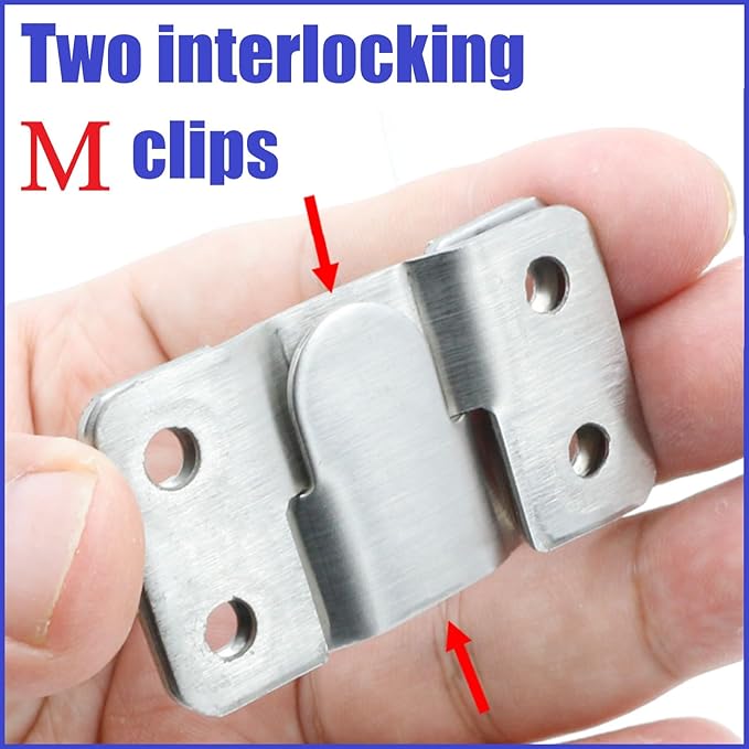 French Cleat Hanger Kit- 6 Sets Picture Hanging Jig with Screws, Deer Mount Hanger Hardware,Art Gallery Wall Flush Mount Heavy Duty Picture Hanging Hanger ,Stainless Steel Shelf Brackets