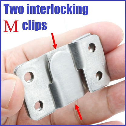 French Cleat Hanger Kit- 6 Sets Picture Hanging Jig with Screws, Deer Mount Hanger Hardware,Art Gallery Wall Flush Mount Heavy Duty Picture Hanging Hanger ,Stainless Steel Shelf Brackets