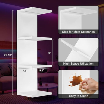 4 Tier RGB Wall Shelf-Gaming Shelf with Remote Control, Lack Shelves with Light for Bedroom | Easy to Install Cosmetic & Display Modern Shelf, White