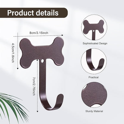 Hotop 8 Pieces Dog Bone Shaped Wall Hook Stainless Steel Leash Mounted Hanger Hooks with Nail for Coat, Key, Entryway, Hallway, Kitchen, Office Decoration(Bronze)