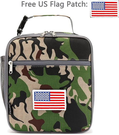 FlowFly Kids Lunch box Insulated Soft Bag Mini Cooler Back to School Thermal Meal Tote Kit for Girls, Boys,Flag