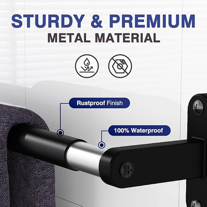 Matte Black Towel Rack for Bathroom - 24" Rustproof Towel Holder, Sturdy Towel Bar Wall Mounted, Space-Saving Towel Hanger, Bathroom Accessories, Home Decor, Apparment Essentials