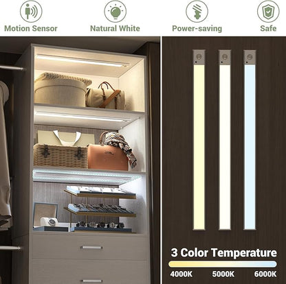Closet System, 4-8 FT Closet Organizer with Smart Sensor Lights, 2 Wooden Drawers and 5 Hanging Rods, Can Fit 60 to 96 inch Walk-in Closet System, White