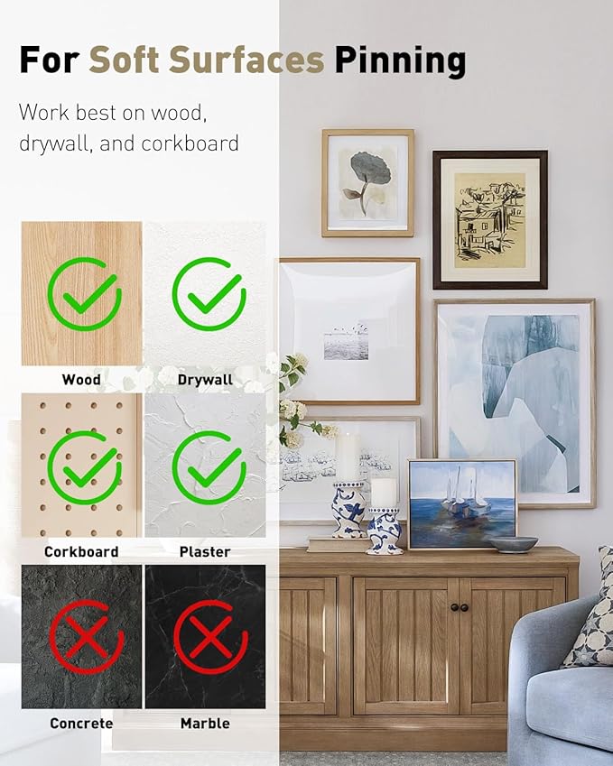 Uniclife 80 Pcs Picture Hangers, Picture Hanging Kit, 4 Size Picture Hanging Hooks, Picture Hanging Nails, Long Picture Hooks for Photo Frame Art Mirror and Décor, Gold