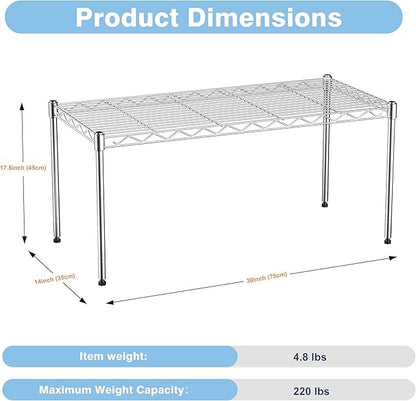 1-Tier Wire Shelf Rack,30" Wx14 Dx17 H,Single Metal Shelves Rack,Height Adjustable Metal Wire Shelving Unit and Storage for Kitchen,Cabinet,Countertop,Under-Sink,Closet,Pantry,Studio