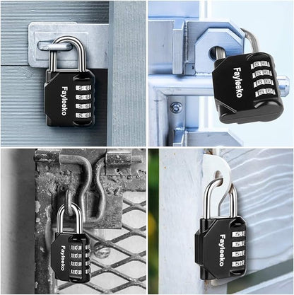 Combination Lock, 4 Digit Combination Padlock for School Gym Sports Locker, Fence, Toolbox, Case, Hasp Cabinet Storage (2 Pack, Light Blue & Black)