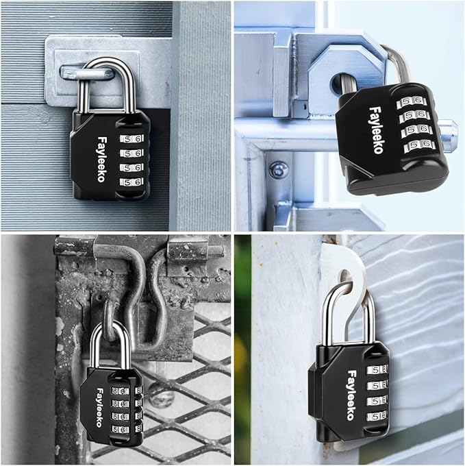 Combination Lock, 4 Digit Combination Padlock for School Gym Sports Locker, Fence, Toolbox, Case, Hasp Cabinet Storage (2 Pack, Dark Blue & Black)