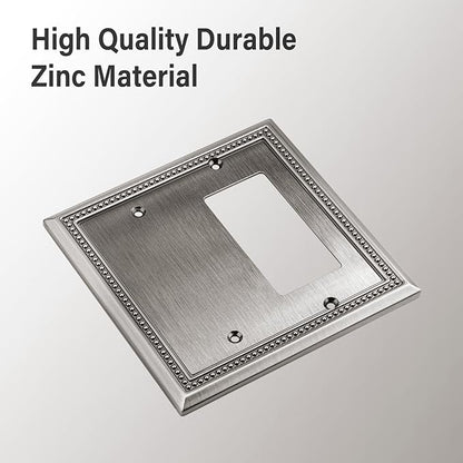Henne Bery Sunken Pearls Heavy Duty Decorative Wall Plate Switch Plate Outlet Cover (Blank/Decorator, Heirloom Silver)