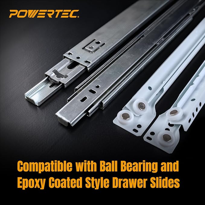 POWERTEC Drawer Slide Jig Set – Drawer Slide Installation Tool for Cabinets Desks Dressers Kitchen Drawers and Woodworking Projects – Supports Framed & Frameless Cabinets (72349)