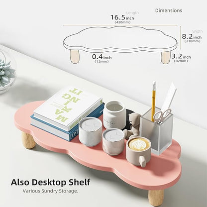 Monitor Stand Riser,Cloud Shape Wood Computer Monitor Stand, 16.5IN Monitor Stand Riser, Multi-Purpose Desktop Organizer Riser for Computer,Laptop,Printer,TV,Pink
