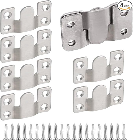 4 Pairs Flush Mount Bracket,Interlocking Furniture Connector,Stainless Steel Heavy Duty Photo Frame Hook Picture Hanger for Large Picture Display Art Gallery Wall Mount Hardware (Large-4 Pairs)