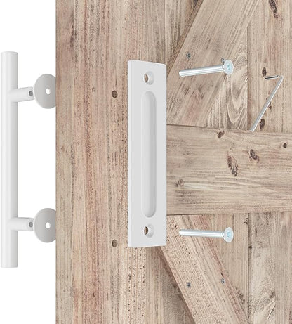 SMARTSTANDARD 12" Barn Door Handles,Sliding Barn Door Pull Handle White Heavy Duty Large Rustic Two-Side Design for Gates Garages Sheds Furniture Solid Steel Material Round