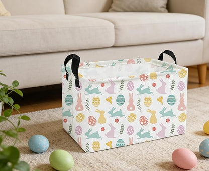Essme Rectangular Easter Baskets,Kids Storage Basket with Handles for Easter Room Decor, Boys Box,Cute Storage Bin.