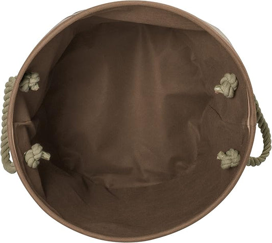 Bone Dry Pet Storage Collection Striped Paw Patch Bin, Small Round, Brown