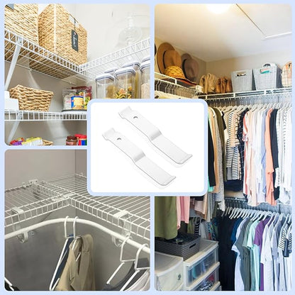 White Wire Shelf Corner Support Bracket Replacement for ClosetMaid Shelf - Adjustable Ventilated Wire Closet Shelving Accessories Support Brackets for Wire Shelving Corner Support, 2 Pack
