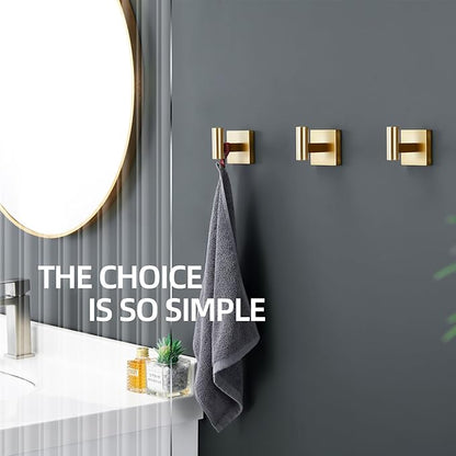 KOKOSIRI Robe Hooks Bathroom Towel Coat Hook for Bath Kitchen Wall 3 Pack Brushed Gold Stainless Steel B1013BG-P3