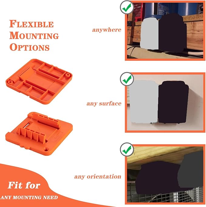 Crivnhar Battery Mount Holder Compatible for Black+Decker 20V Batteries, Wall Mounts Hanger Fit for LBXR20 LB20 LBX20, Organize Garage/Workshop/Work Truck(5 Pack, w/10 Screws, No Battery)