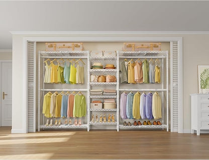 VIPEK X3 Plus Large Expandable Closet Rack Adjustable from 5'10" to 8'8" with Extendable Shelves and Hanger Rods, Freestanding Clothing Racks Modular Closet Systems Wardrobe, Max Load 1360LBS, White